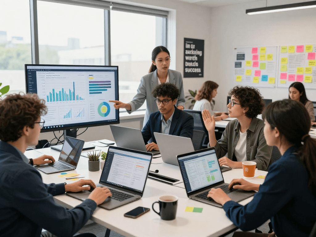 Buy app install strategies in a dynamic digital marketing team setting.