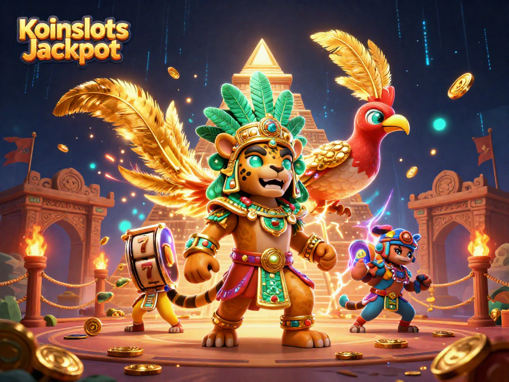 Engage with the thrilling Koinslots Jackpot, showcasing an enticing Mayan-themed casino scene.