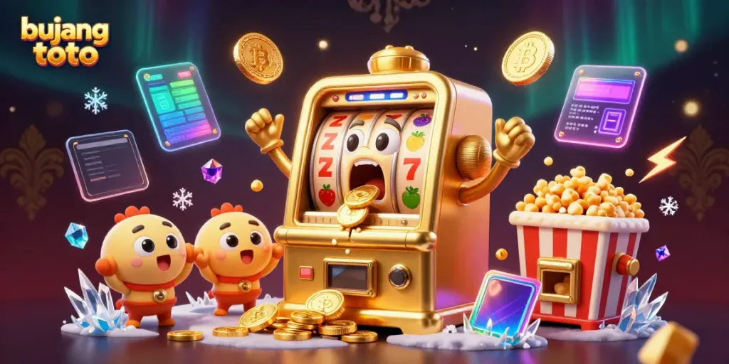 Experience jackpots and lively casino fun with bujang toto's engaging slot machine scene.