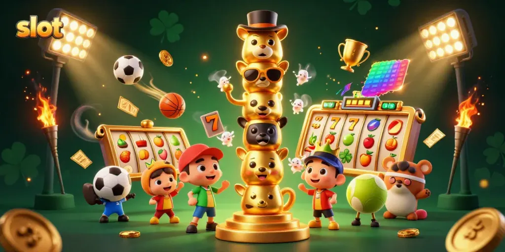 Spin and win at slot games featuring vibrant golden characters and dynamic casino elements.
