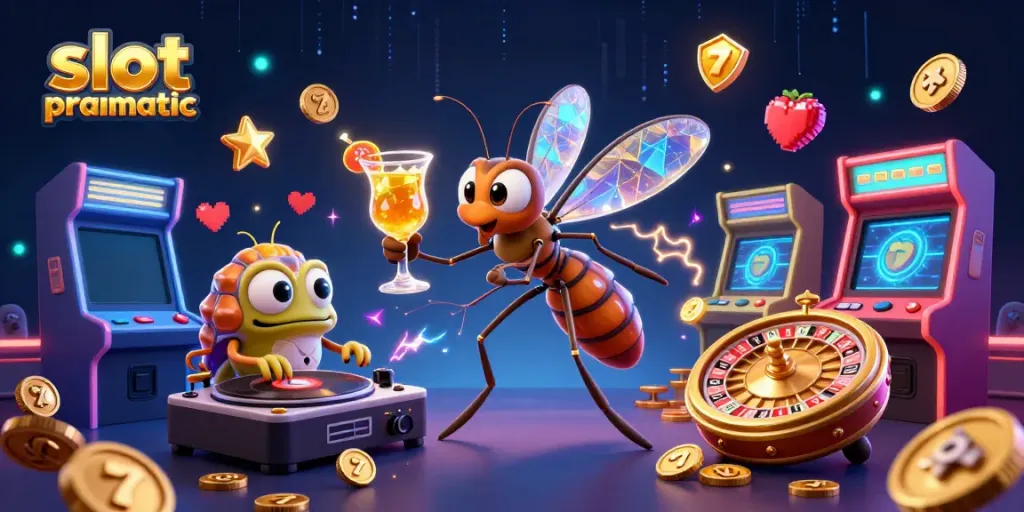 Spin the reels of slot pragmatic with vibrant characters and game elements in a dynamic casino scene.