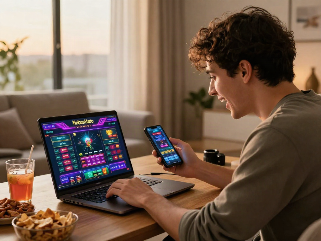 Experience the excitement of kebuntoto online gambling in a cozy living room setting.