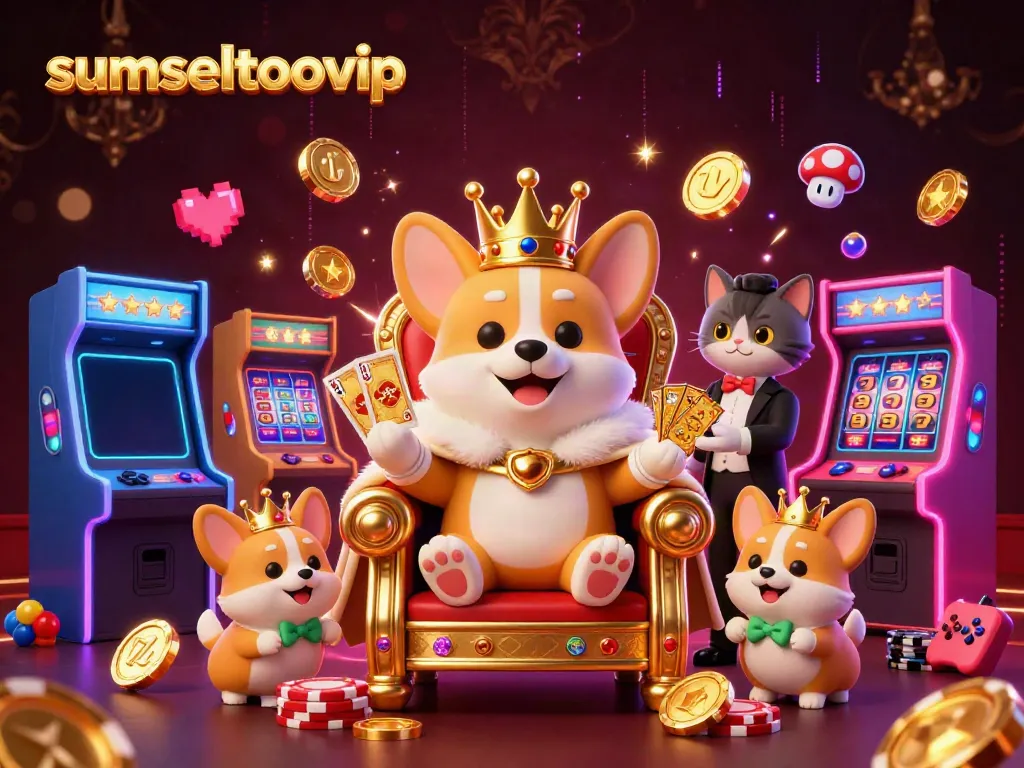 Experience the thrilling world of sumseltotovip with a royal corgi and cat butler in a vibrant casino setting.