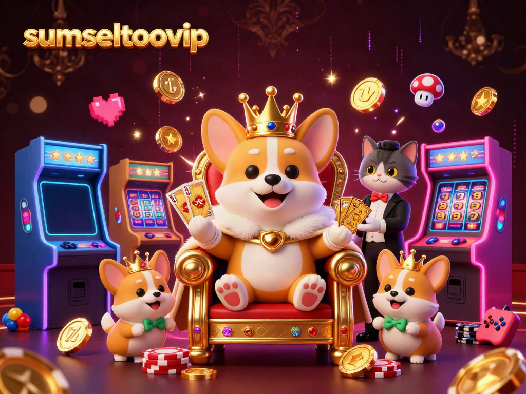 Experience the thrilling world of sumseltotovip with a royal corgi and cat butler in a vibrant casino setting.