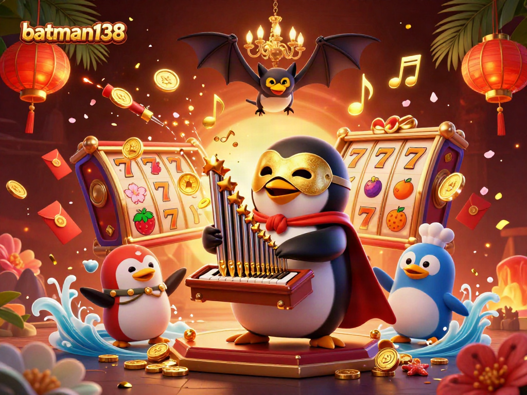 Experience the excitement of batman138 with an engaging 3D casino scene filled with gold coins and lucky symbols.