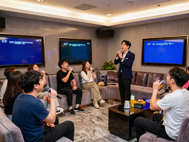 강남 달토에서 노래 부르는 손님들과 친절한 호스트의 활기찬 모습