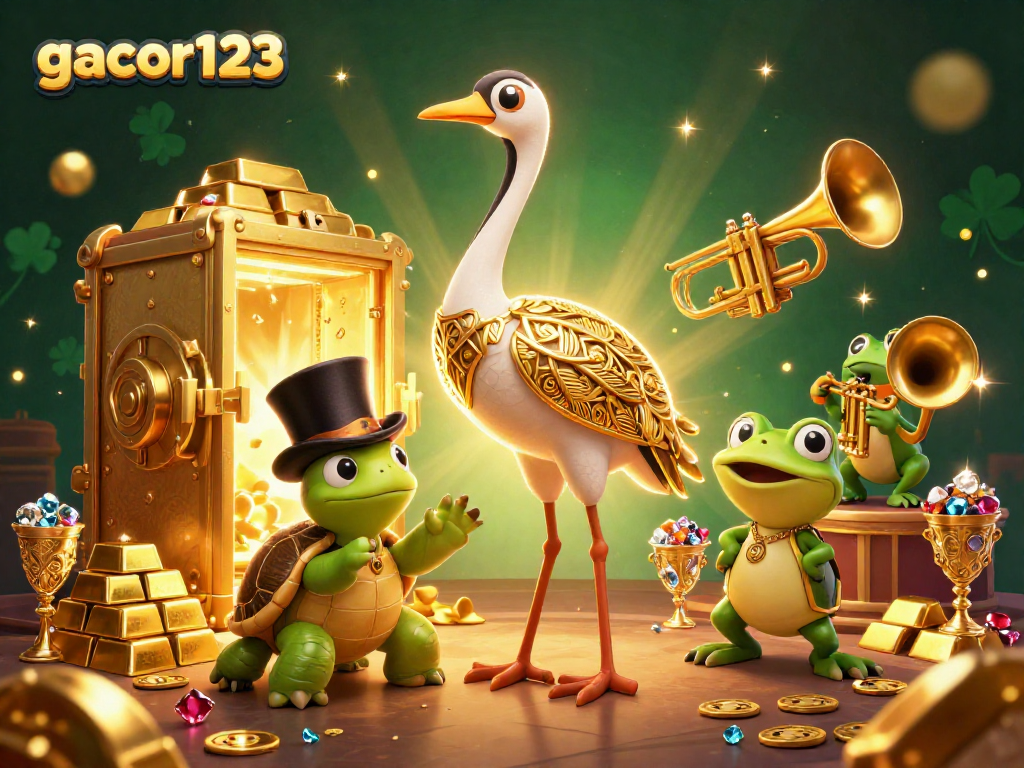 Experience winning strategies at gacor123 with a vibrant game-themed illustration featuring fun characters.
