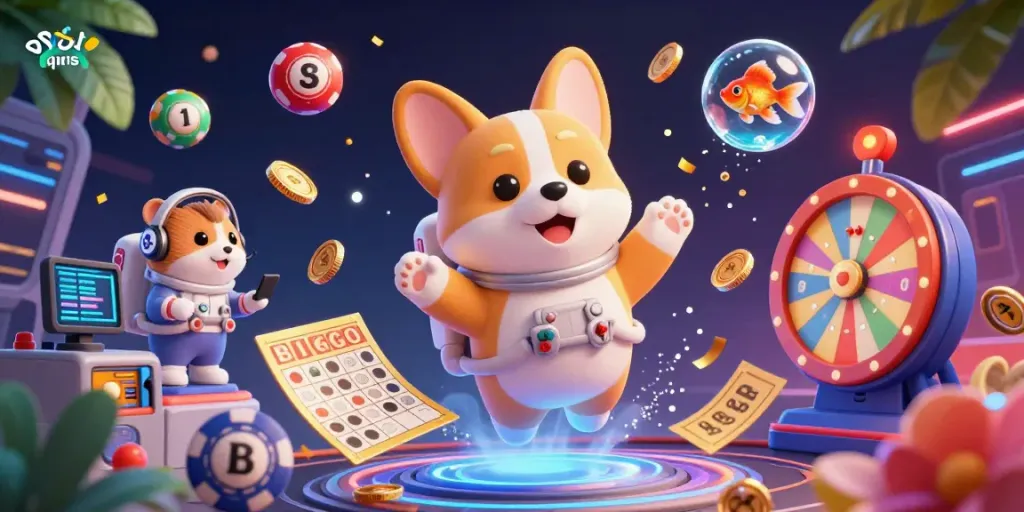 Experience the excitement of slot qris with vibrant casino elements in a zero-gravity scene.
