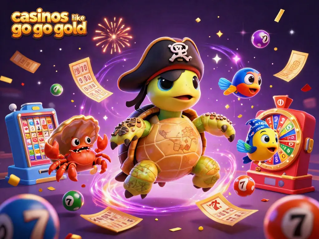 Play exciting games like Go Go Gold with this vibrant casino-themed illustration.