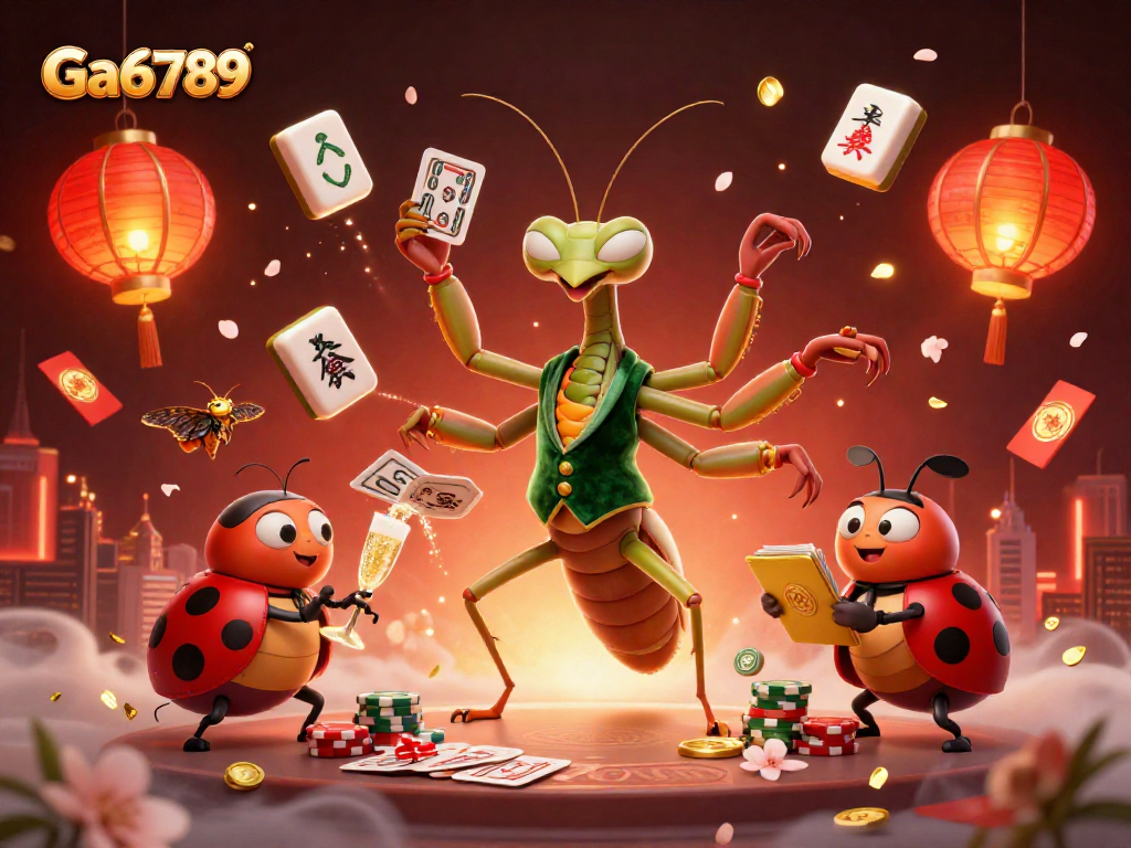 Engage in thrilling gaming adventures with Ga6789's vibrant casino illustration featuring charming characters.