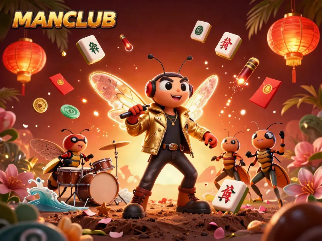 Engage with MANCLUB's vibrant casino scene featuring rock star characters, rich decorations, and dynamic action.