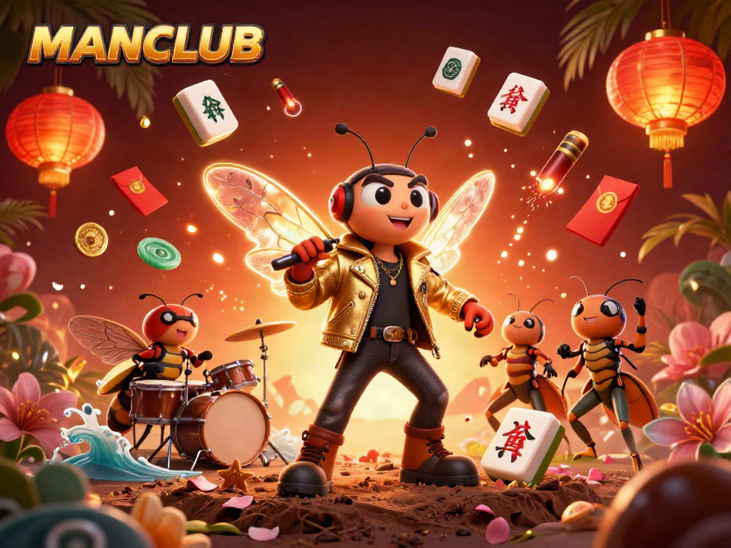 Engage with MANCLUB's vibrant casino scene featuring rock star characters, rich decorations, and dynamic action.