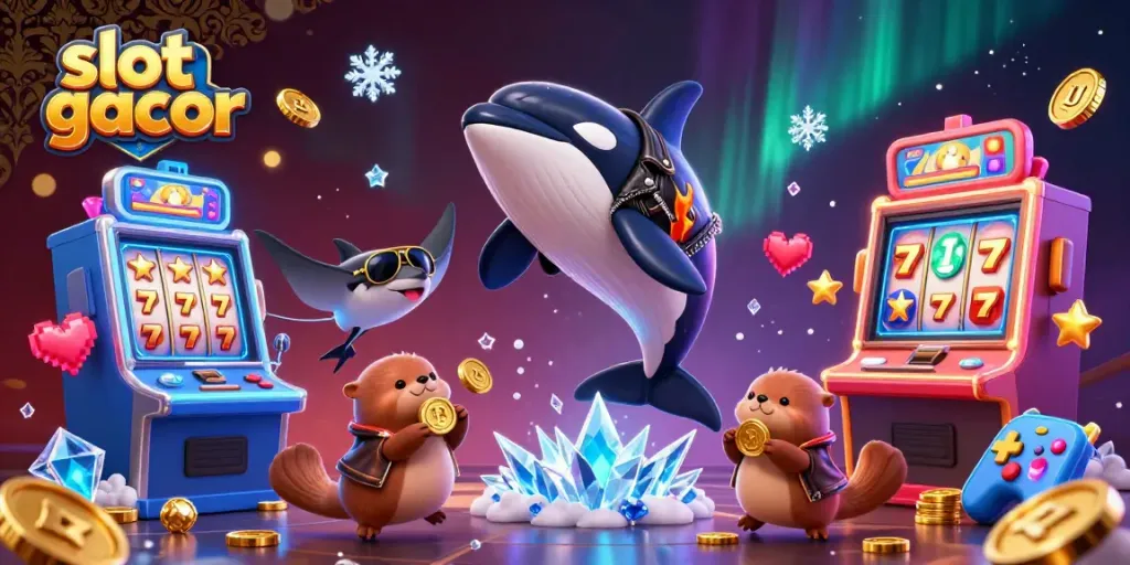 Engage in exciting slot gacor action with vibrant characters and dynamic casino elements in this captivating scene.