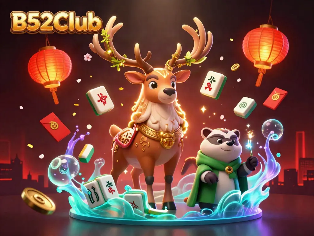 B52Club offers thrilling game experiences with a mystical druid stag guiding players through exciting gambling adventures.