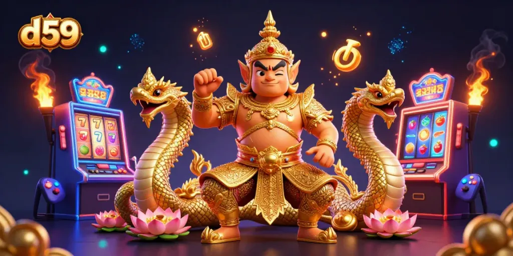 Experience fast gameplay and fun features in d59 slots with dynamic characters and golden elements.