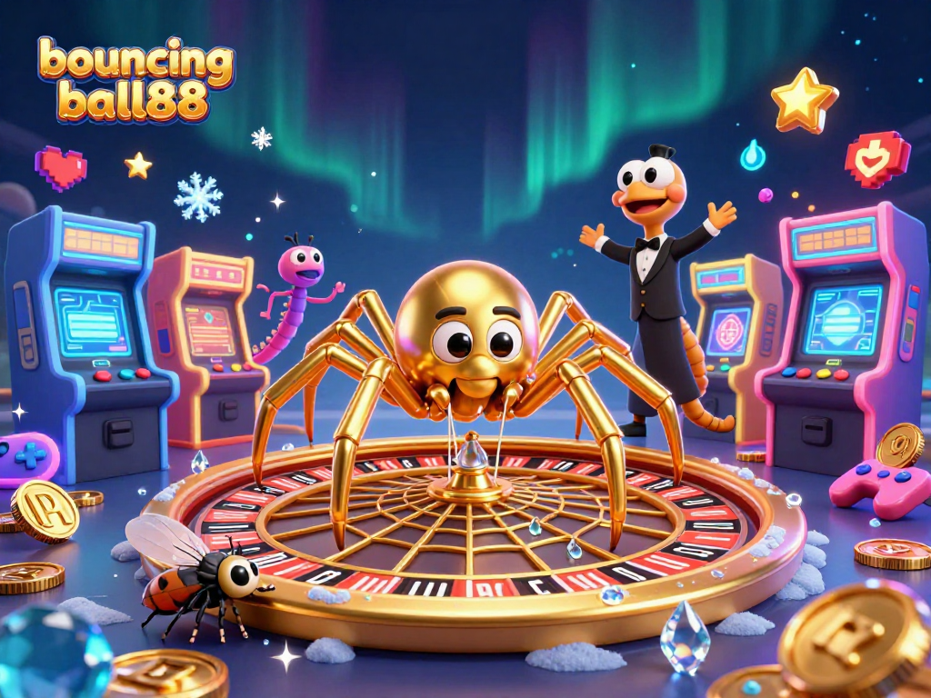 Experience the thrill of winning at bouncing ball88 with a dynamic casino-themed illustration featuring engaging gaming elements.