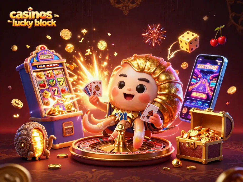 Experience excitement at casinos like Lucky Block with golden nautilus and thrilling casino elements.