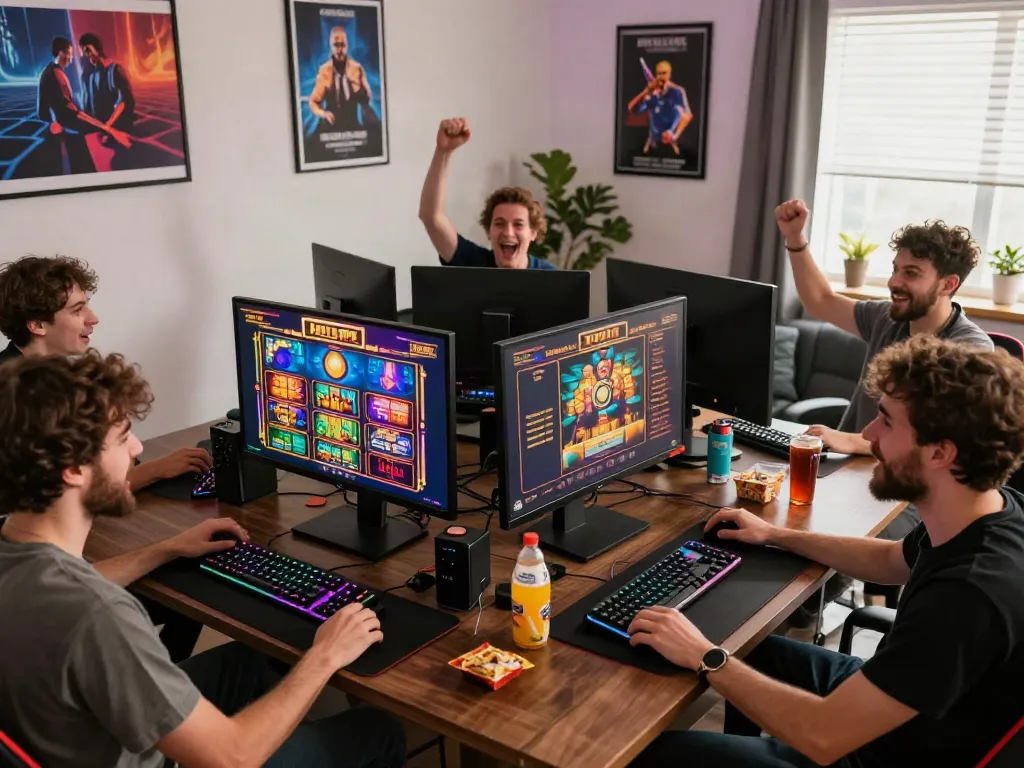 Exciting online gaming environment featuring players enjoying slot gacor games with vibrant graphics and modern setups.