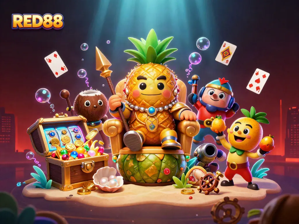 Experience the excitement of RED88's casino games with a vibrant 3D illustration of our gaming characters.