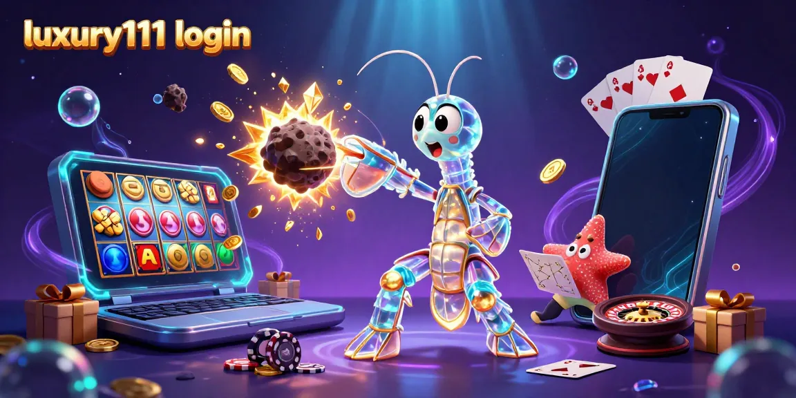 Experience luxury111 login with high-energy slots and colorful casino elements in this vibrant illustration.