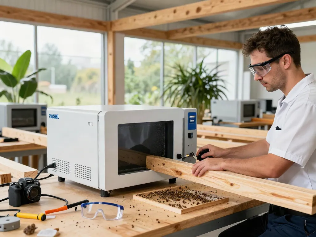SHASHEL® microwave equipment in action for eco-friendly wood pest elimination