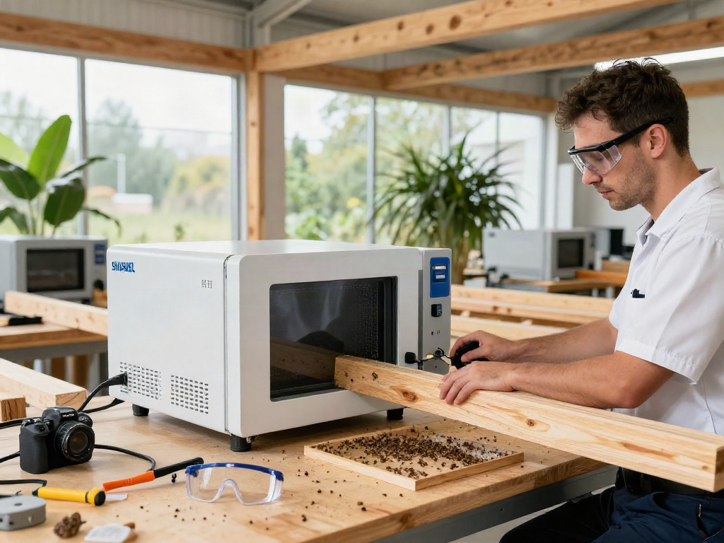 SHASHEL® microwave equipment in action for eco-friendly wood pest elimination