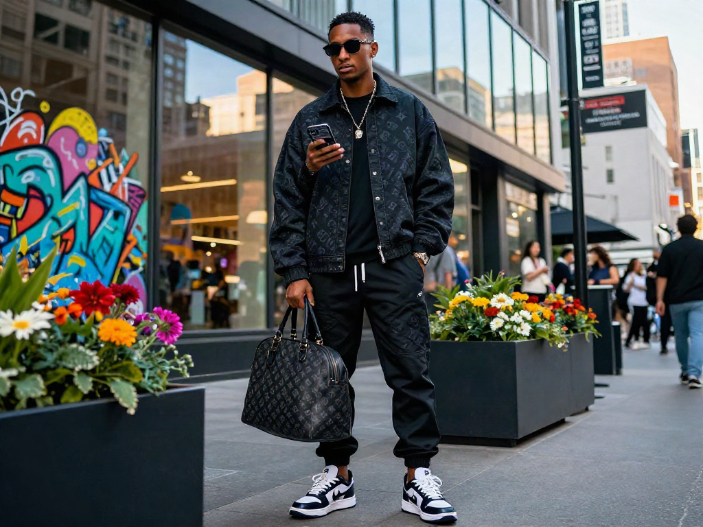 luxury111 gaya hidup modis di lingkungan perkotaan yang trendi dengan pakaian streetwear mewah