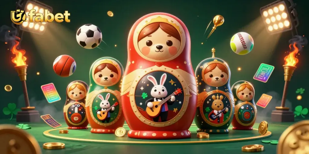 เล่นการพนันบน ufabet พร้อมการ์ตูนตัวละครจากดินแดนรัสเซีย แสดงถึงบรรยากาศคาสิโน