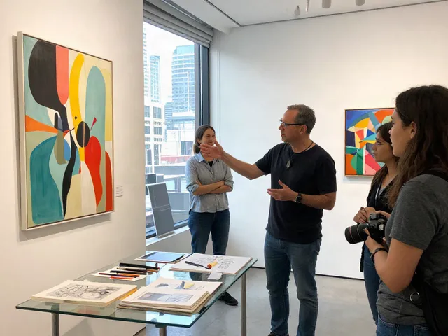 Bruce Bailey Toronto engaging with artists in a vibrant art gallery.