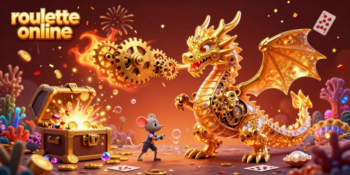 Experience thrilling roullete online gameplay with a magical biomechanical dragon amidst vibrant casino elements.