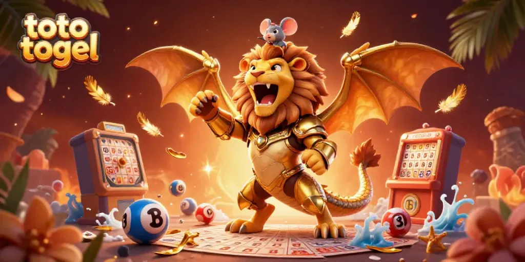 Experience thrilling toto togel adventures with a vibrant 3D illustration showcasing lively lottery elements.