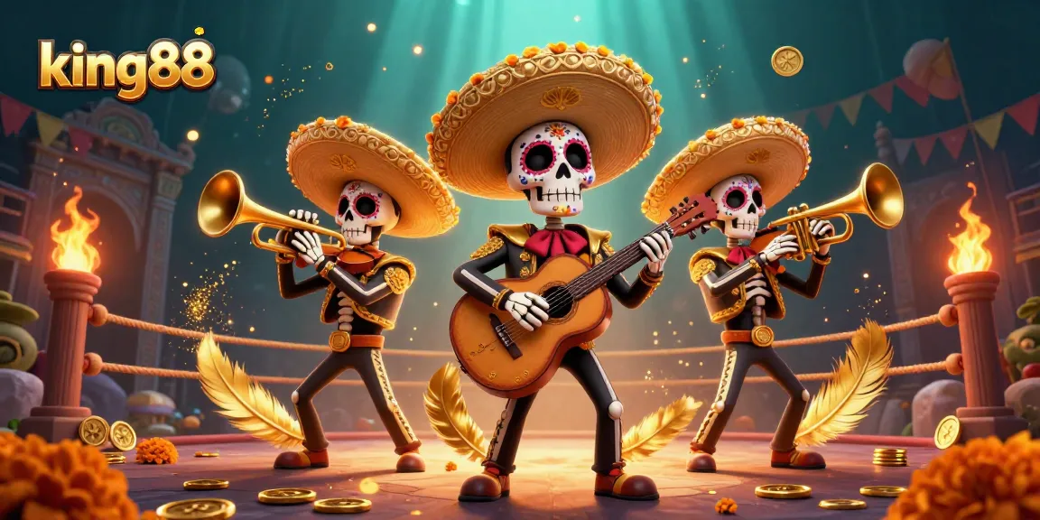 Experience the king88 spirit with a vibrant Day of the Dead mariachi scene in a lively casino atmosphere.