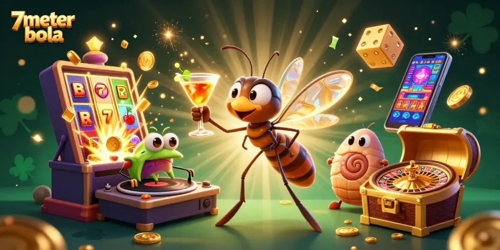 Win big with 7meter bola as the lively casino mascot comes to life in a vibrant casino atmosphere!